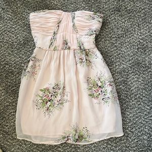 Strapless light pink floral dress